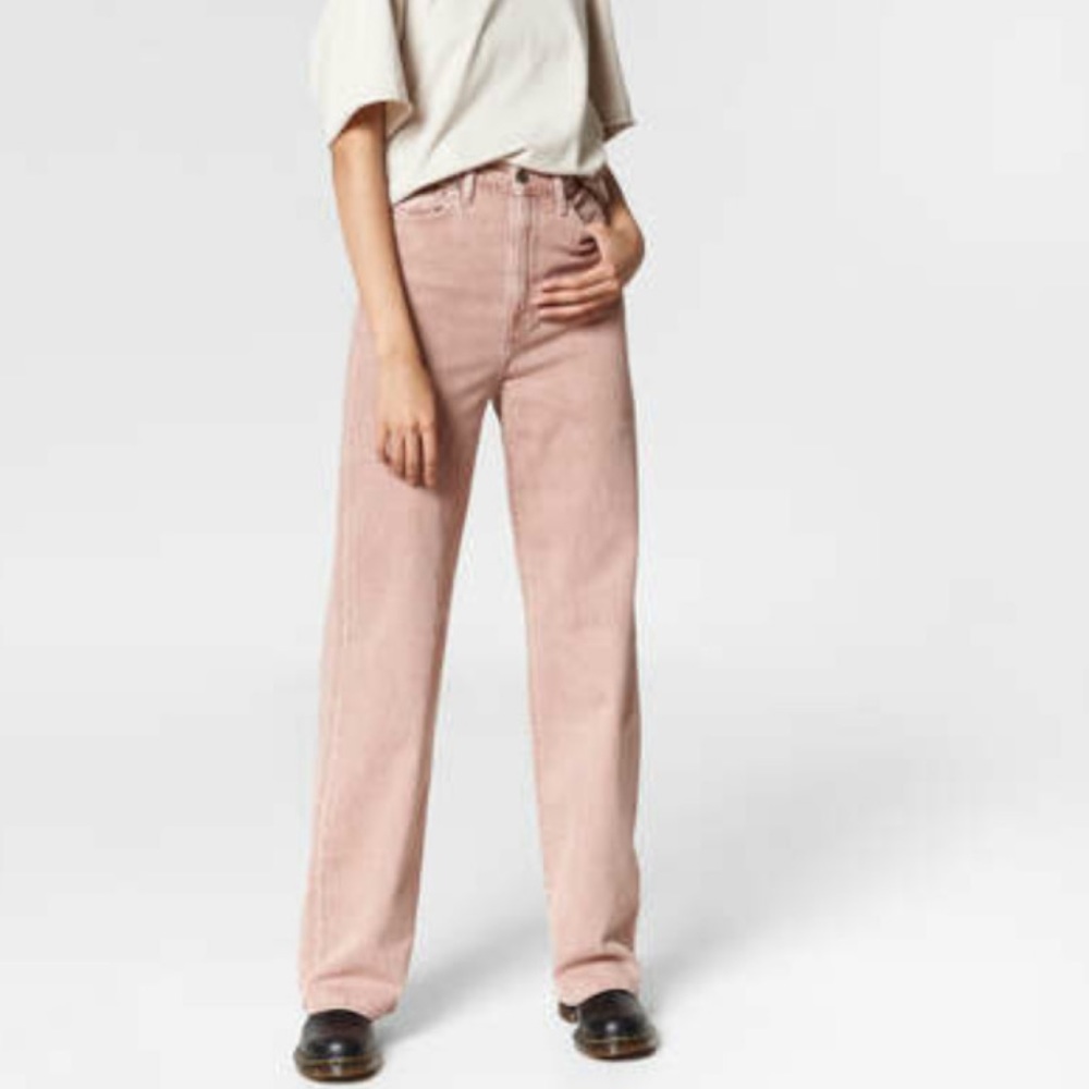 Levi’s Made & Crafted High Loose Wide Straight Leg Ankle Jeans 30x29 Pink Sands